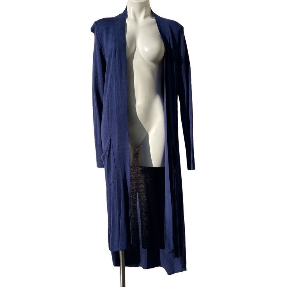 H By Halston Womens Cardigan Sweater Light Jacket Style Open Front Blue Medium